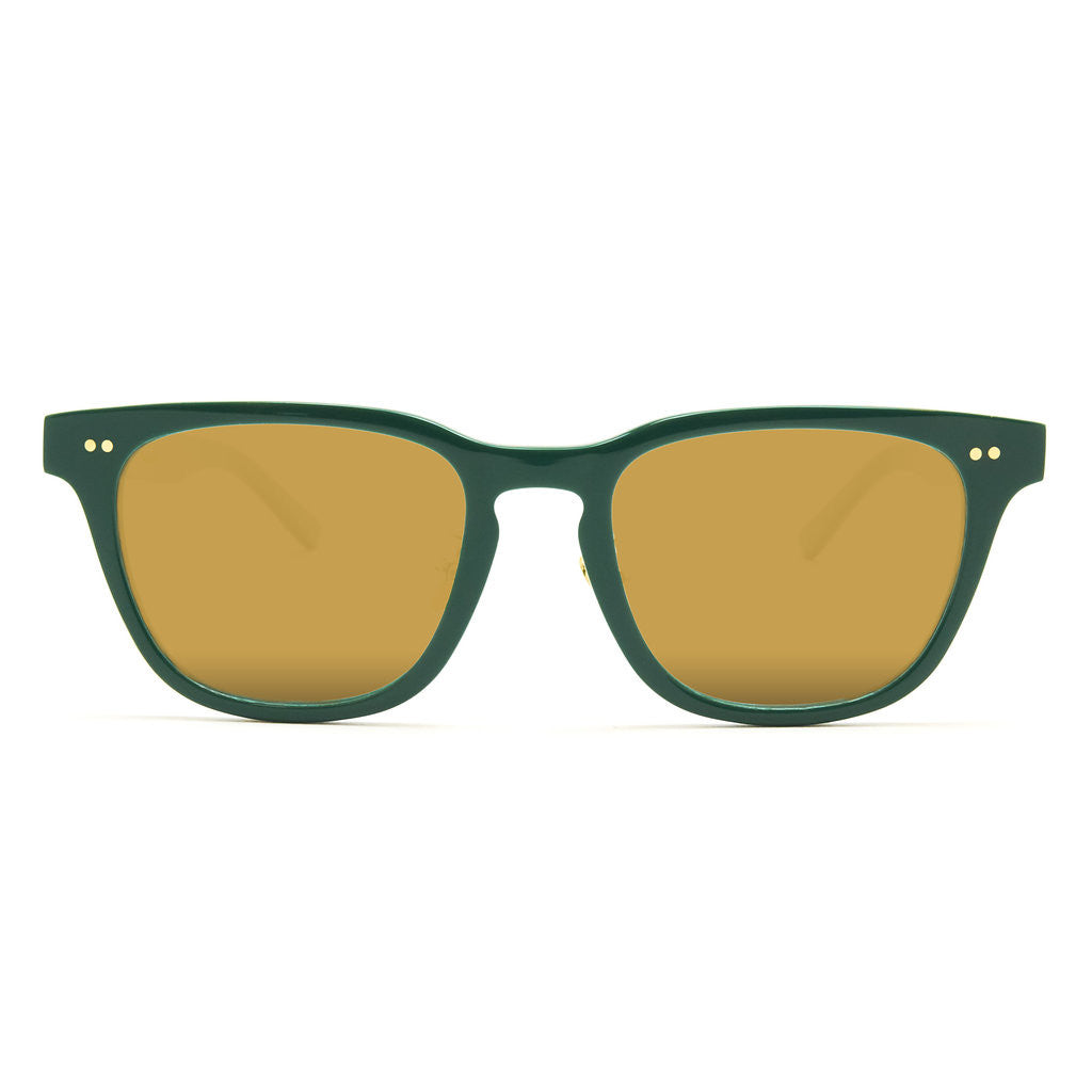 Native Ken Bank-Emerald/12k Hinges Sunglass with Solid Gold Mirror Lens